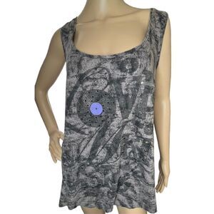 Piper & Blue Loose-Fit Graphic “Love” Razorback Tank Top